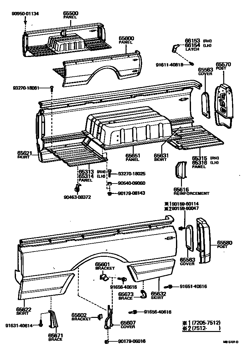 Toyota HILUX 后车身侧面板 EPC diagram — MB6101D