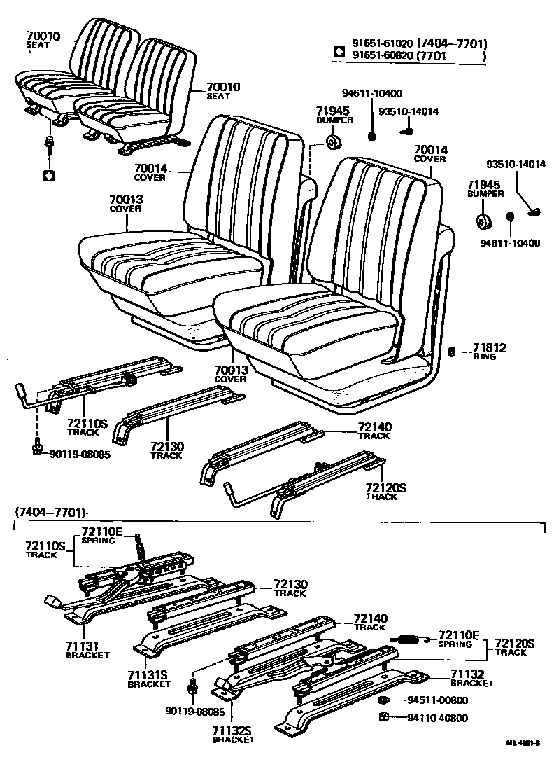 Toyota HILUX 座椅和座椅滑轨 EPC diagram — MB4881B