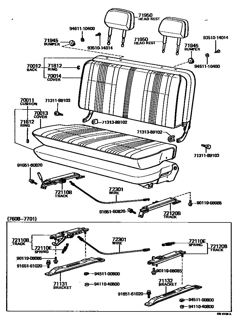 Toyota HILUX 座椅和座椅滑轨 EPC diagram — MB6159A