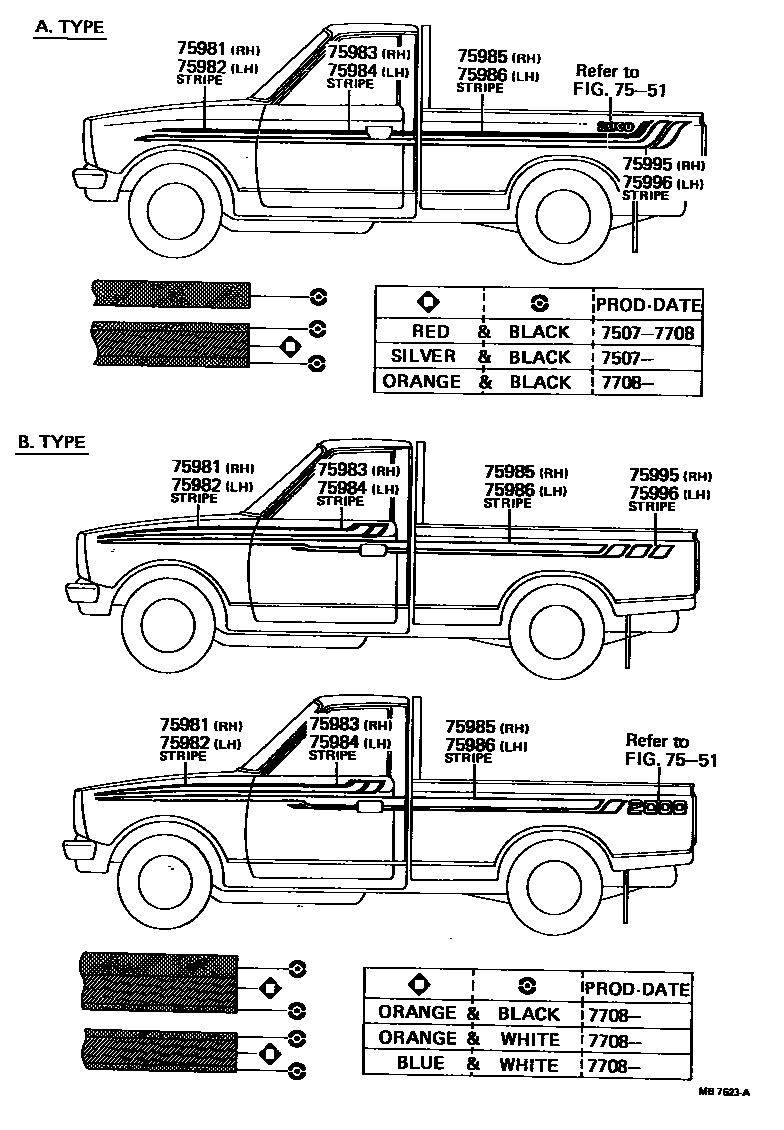 Toyota HILUX 车身镶条 EPC diagram — MB7623A