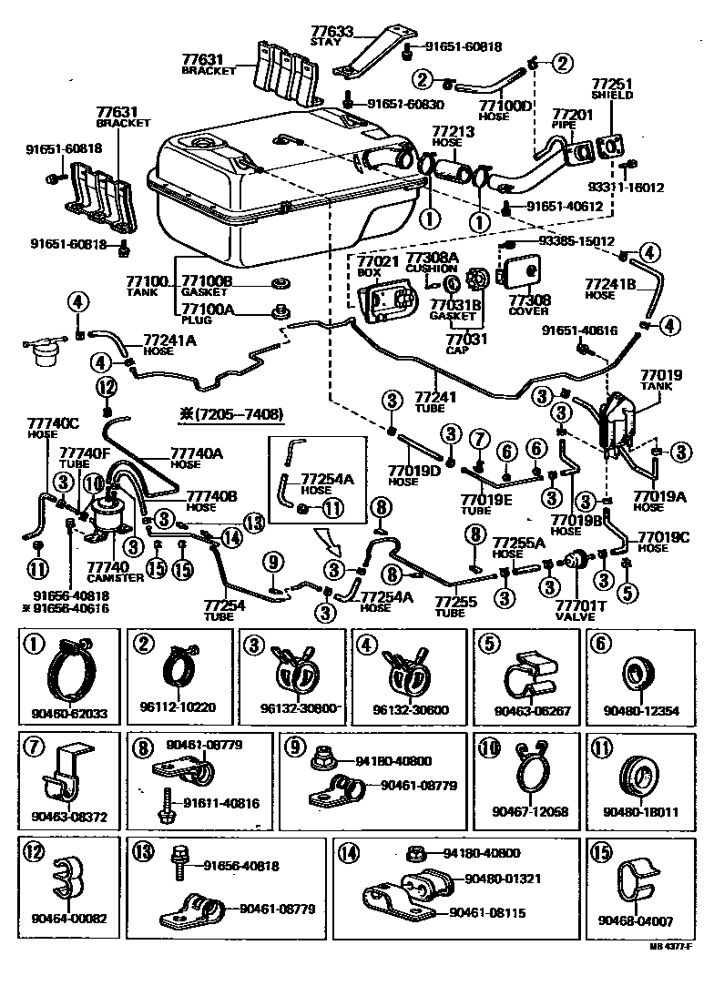 Toyota HILUX 燃油箱和燃油管 EPC diagram — MB4377F