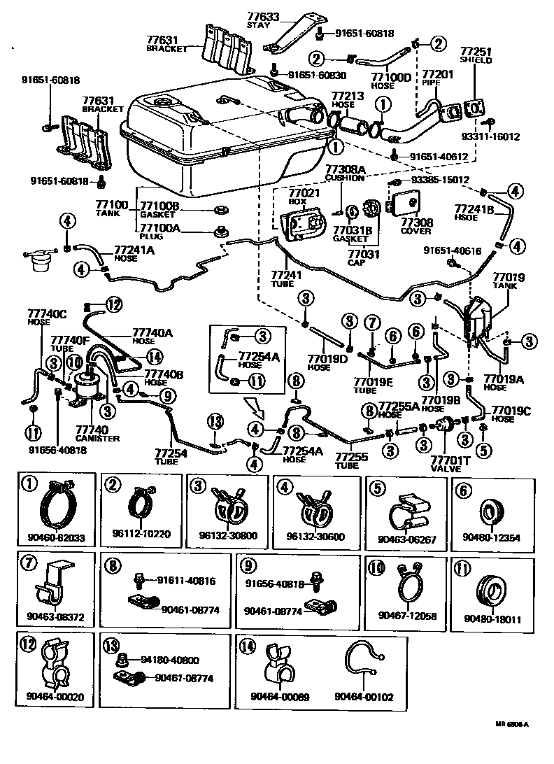Toyota HILUX 燃油箱和燃油管 EPC diagram — MB6806A