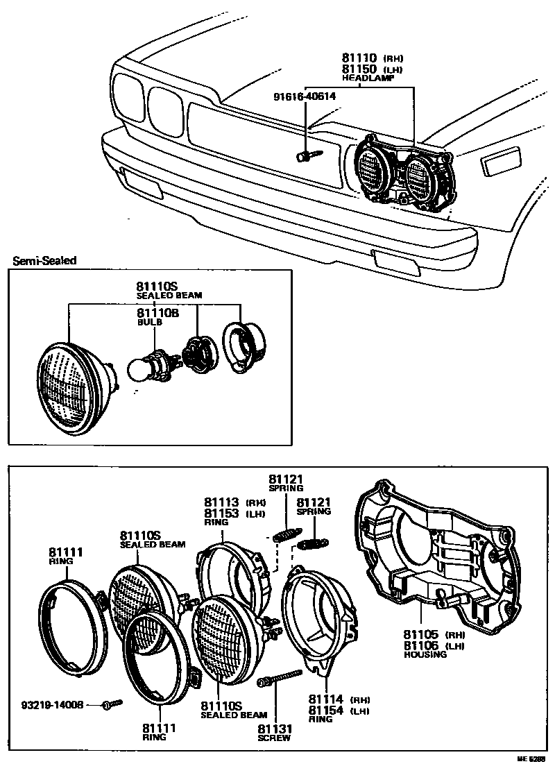 Toyota HILUX Headlamp EPC diagram — ME5288