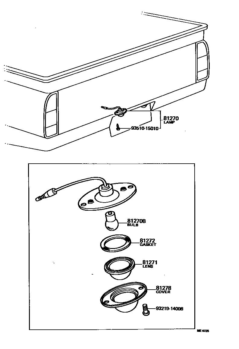 Toyota HILUX 后牌照灯 EPC diagram — ME6225