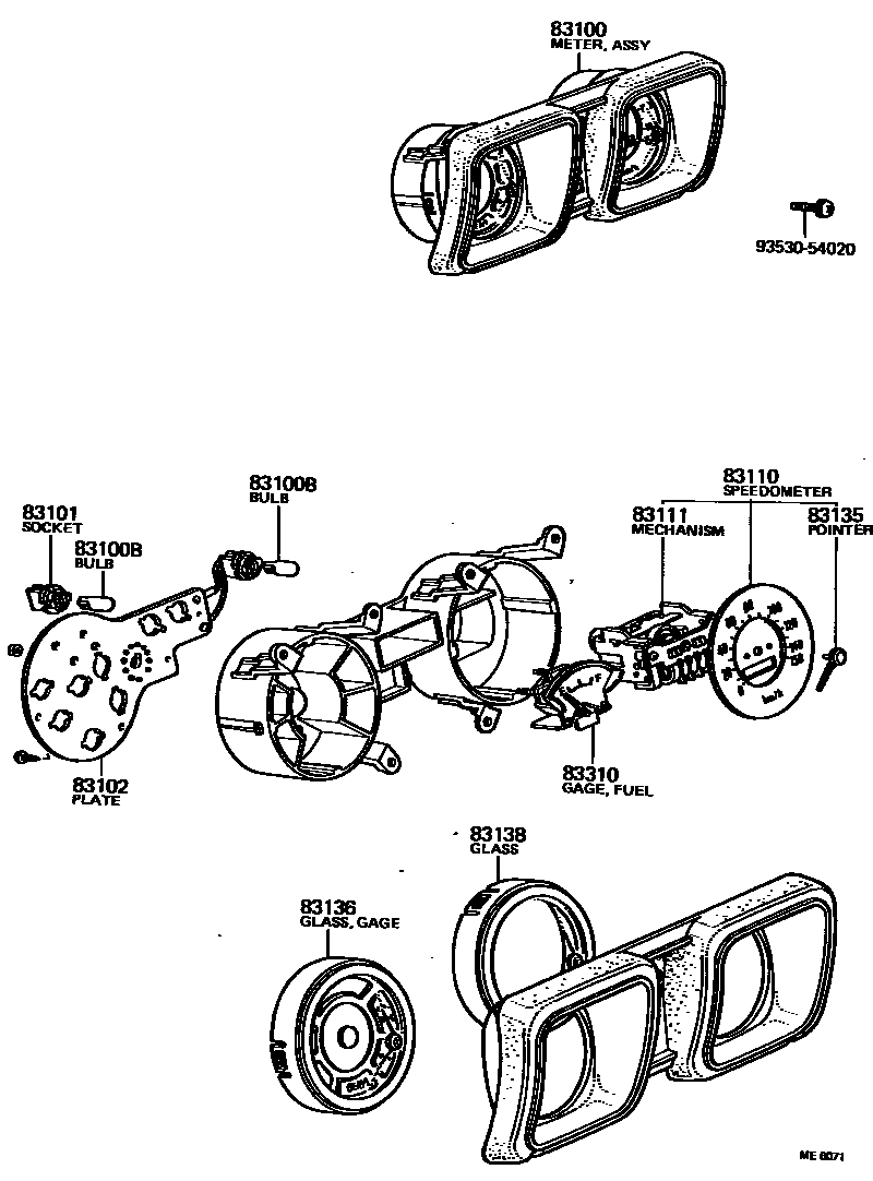 Toyota HILUX 仪表 EPC diagram — ME6071