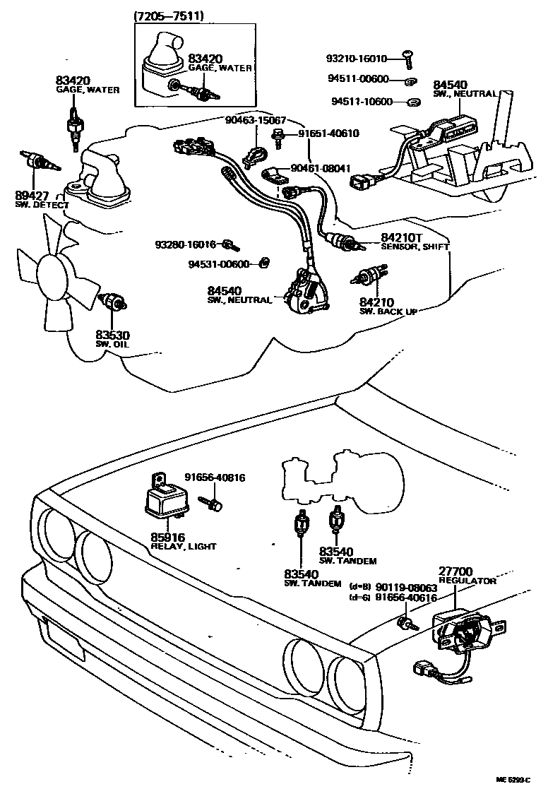 Toyota HILUX 开关和继电器和ECU EPC diagram — ME5299C