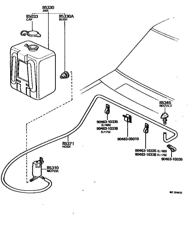Toyota HILUX 挡风玻璃清洗器 EPC diagram — ME3140D