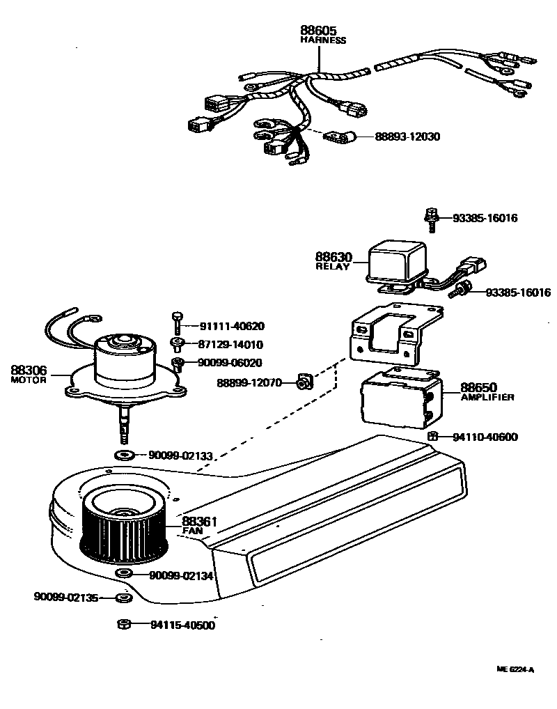 Toyota HILUX 暖风和空调系统 - 冷却器组件 EPC diagram — ME6224A