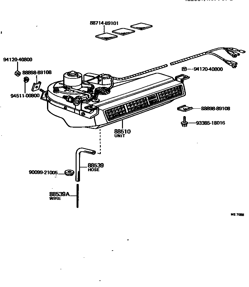 Toyota HILUX 暖风和空调系统 - 冷却器组件 EPC diagram — ME7088