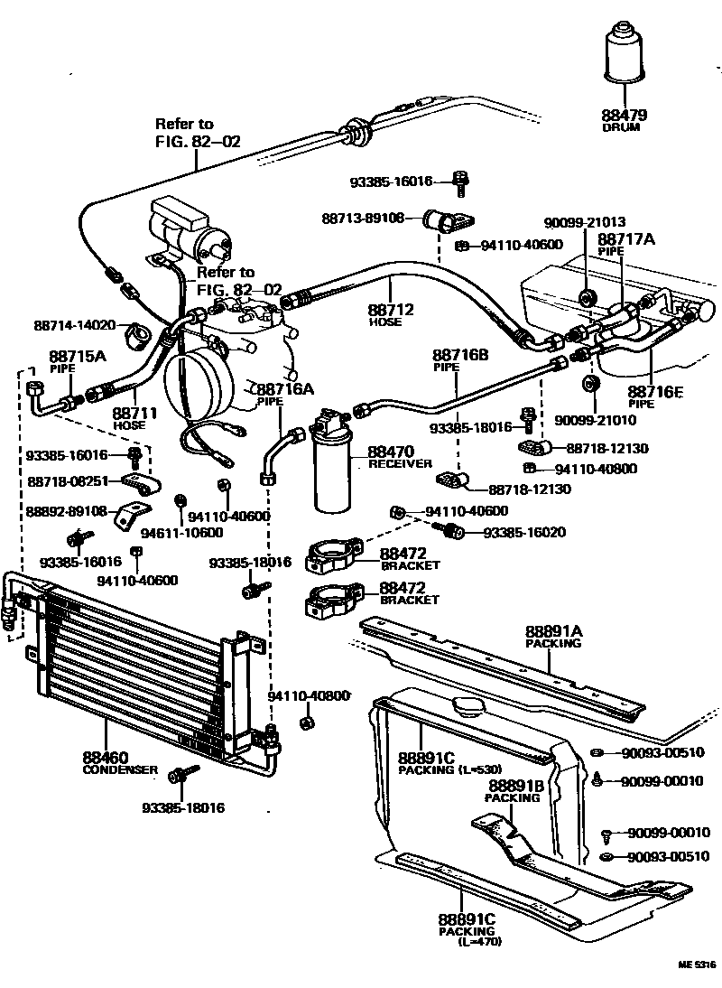 Toyota HILUX Heating & Air Conditioning - Cooler Piping EPC diagram — ME5316