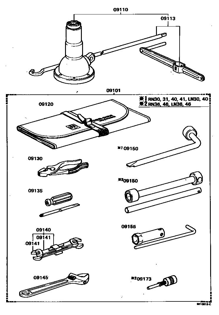 Toyota HILUX Standard Tools EPC diagram — MT0813C