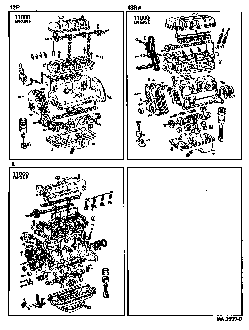 Toyota HILUX Partial Engine Assembly EPC diagram — MA3999D