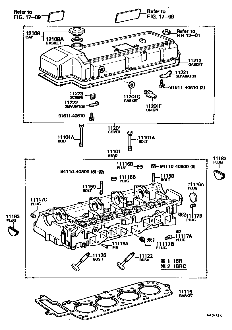 Toyota HILUX Cylinder Head EPC diagram — MA3412C