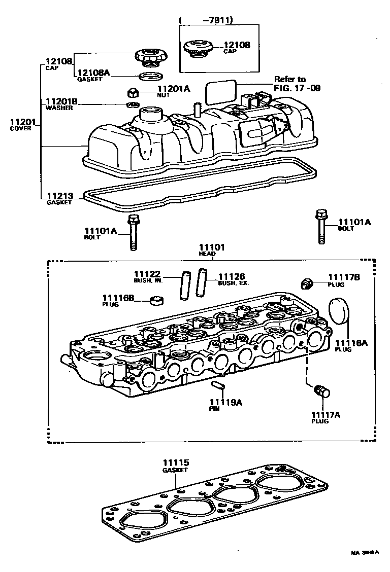 Toyota HILUX Cylinder Head EPC diagram — MA3668A