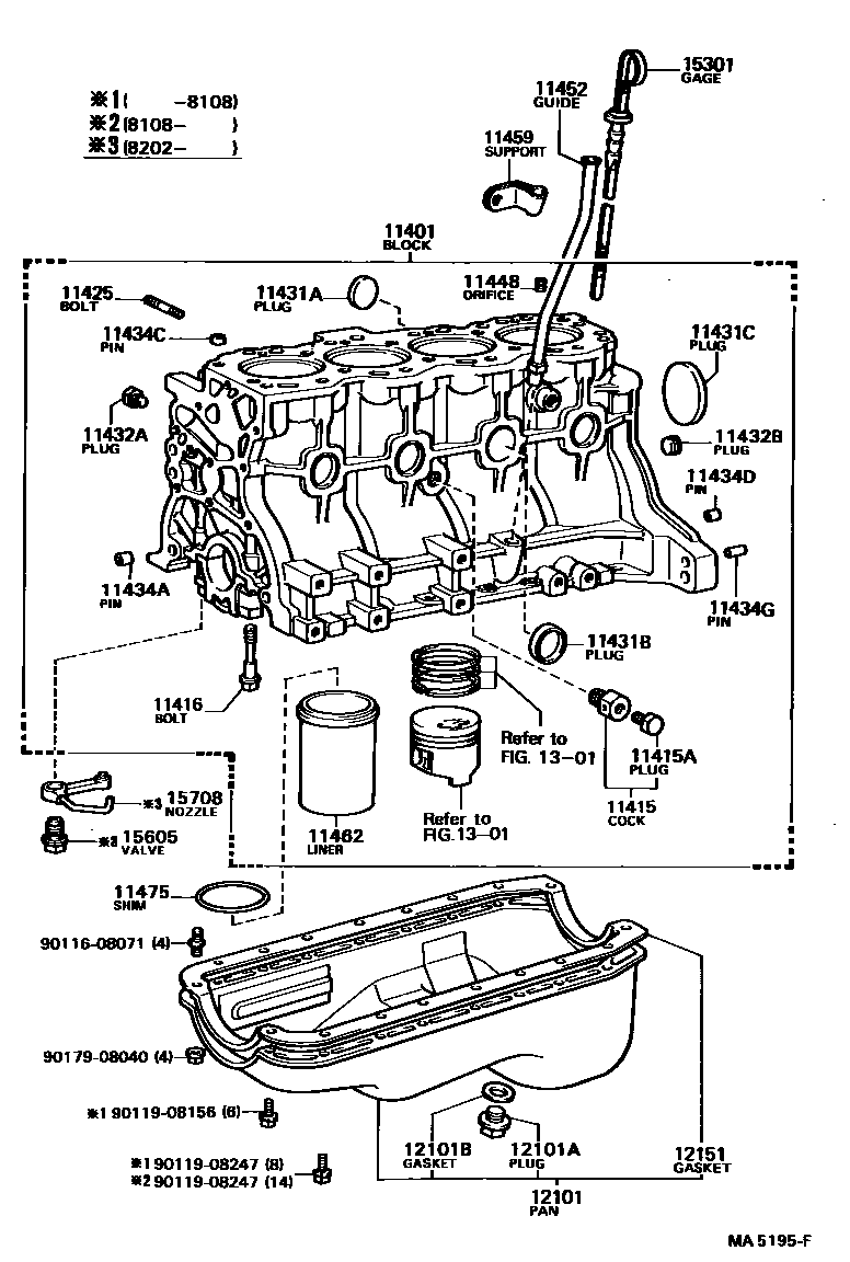 Toyota HILUX Cylinder Block EPC diagram — MA5195F