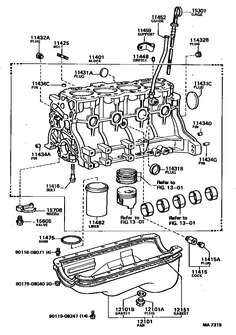 Toyota HILUX Cylinder Block EPC diagram — MA7315