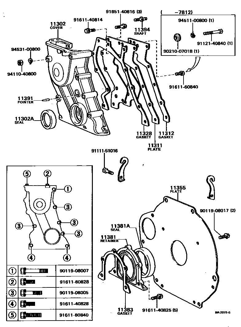 Toyota HILUX Timing Gear Cover & Rear End Plate EPC diagram — MA2079G