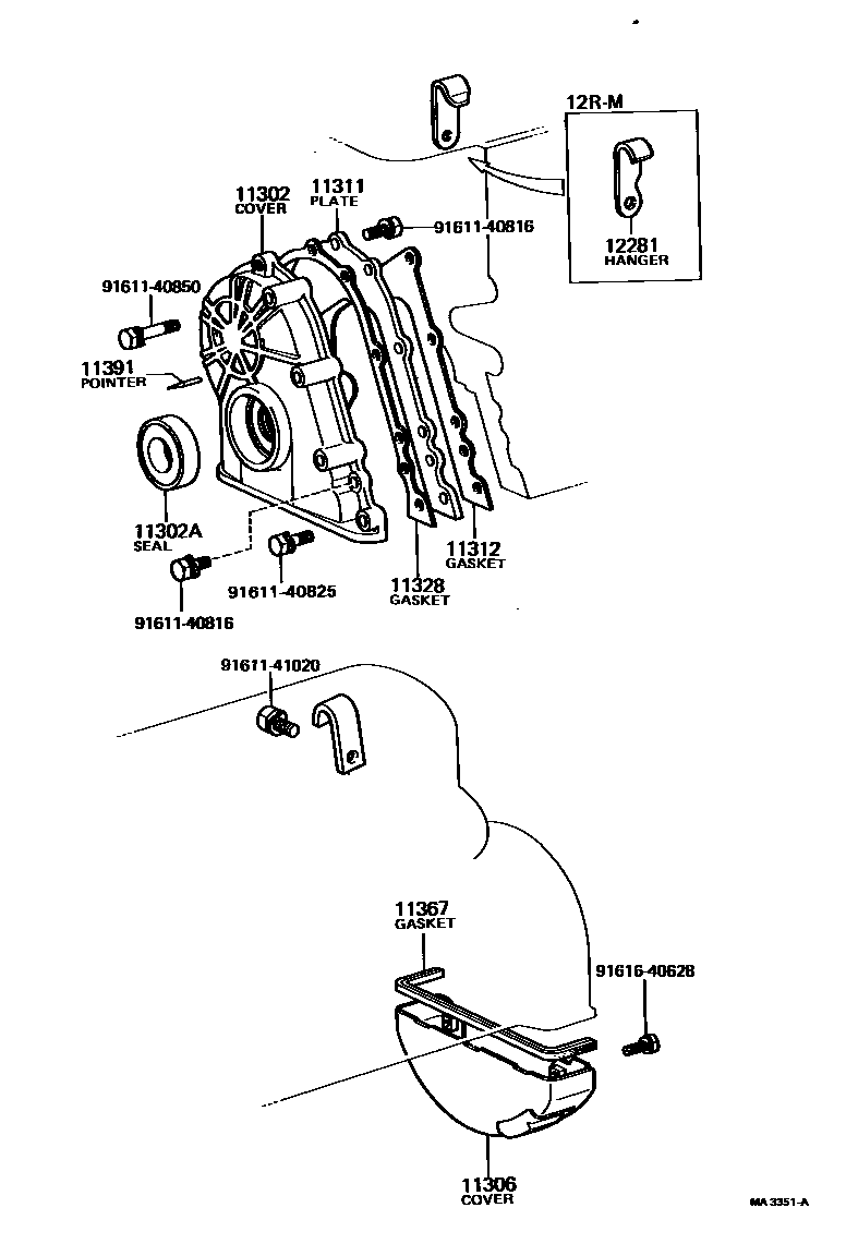 Toyota HILUX Timing Gear Cover & Rear End Plate EPC diagram — MA3351A
