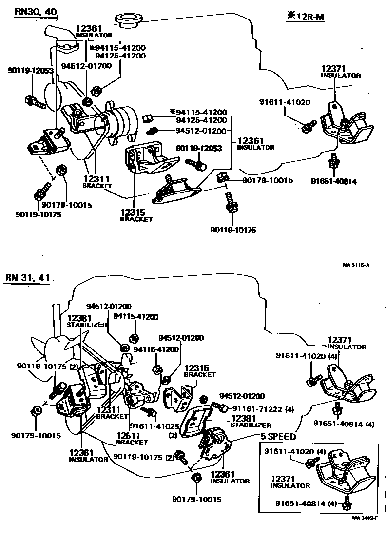 Toyota HILUX Engine Mounting EPC diagram — AS0070C