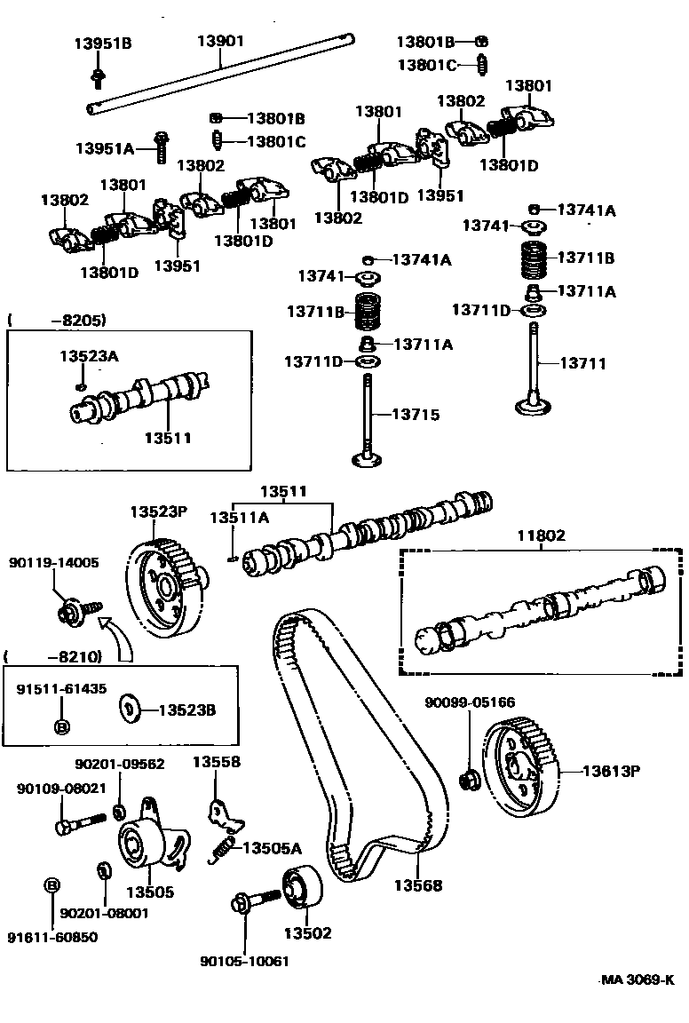 Toyota HILUX Camshaft & Valve EPC diagram — MA3069K