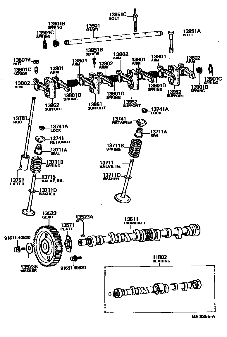 Toyota HILUX Camshaft & Valve EPC diagram — MA3355A