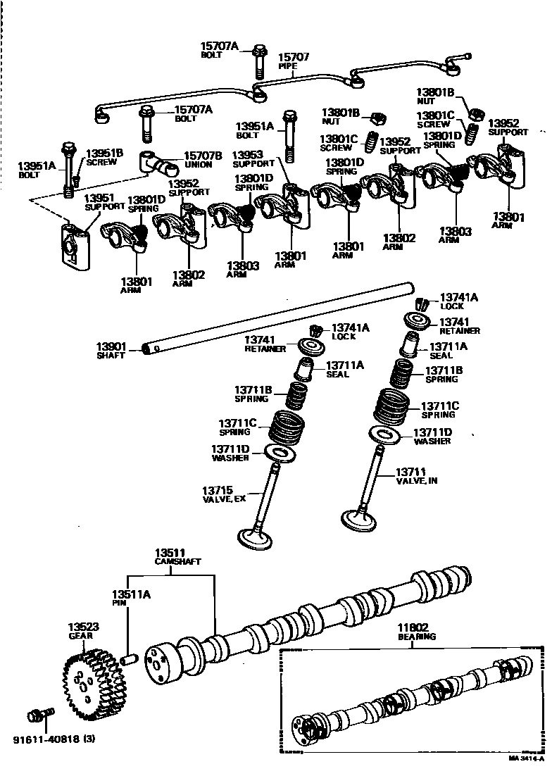 Toyota HILUX Camshaft & Valve EPC diagram — MA3414A