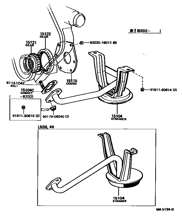 Toyota HILUX Engine Oil Pump EPC diagram — MA5194D
