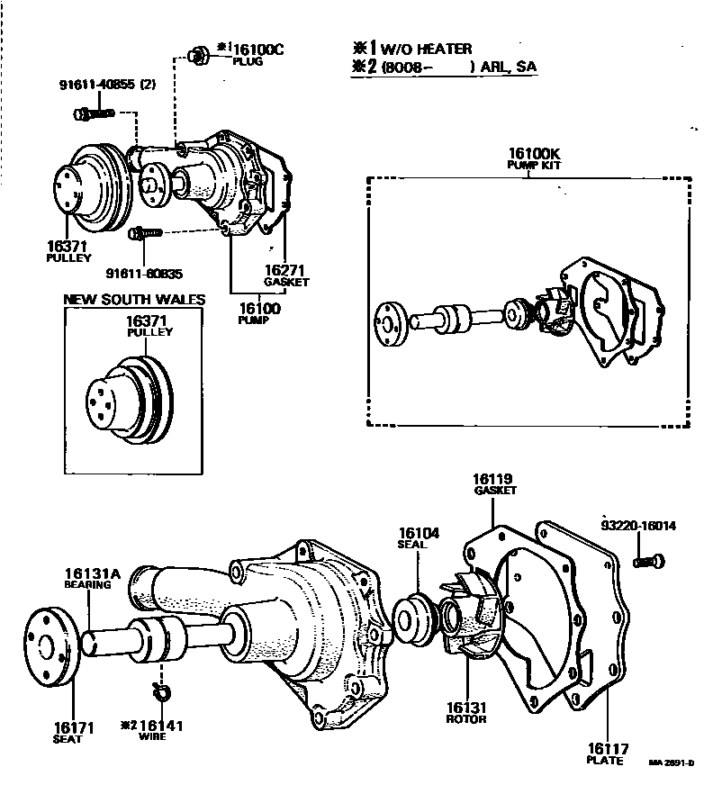 Toyota HILUX Water Pump EPC diagram — MA2691D