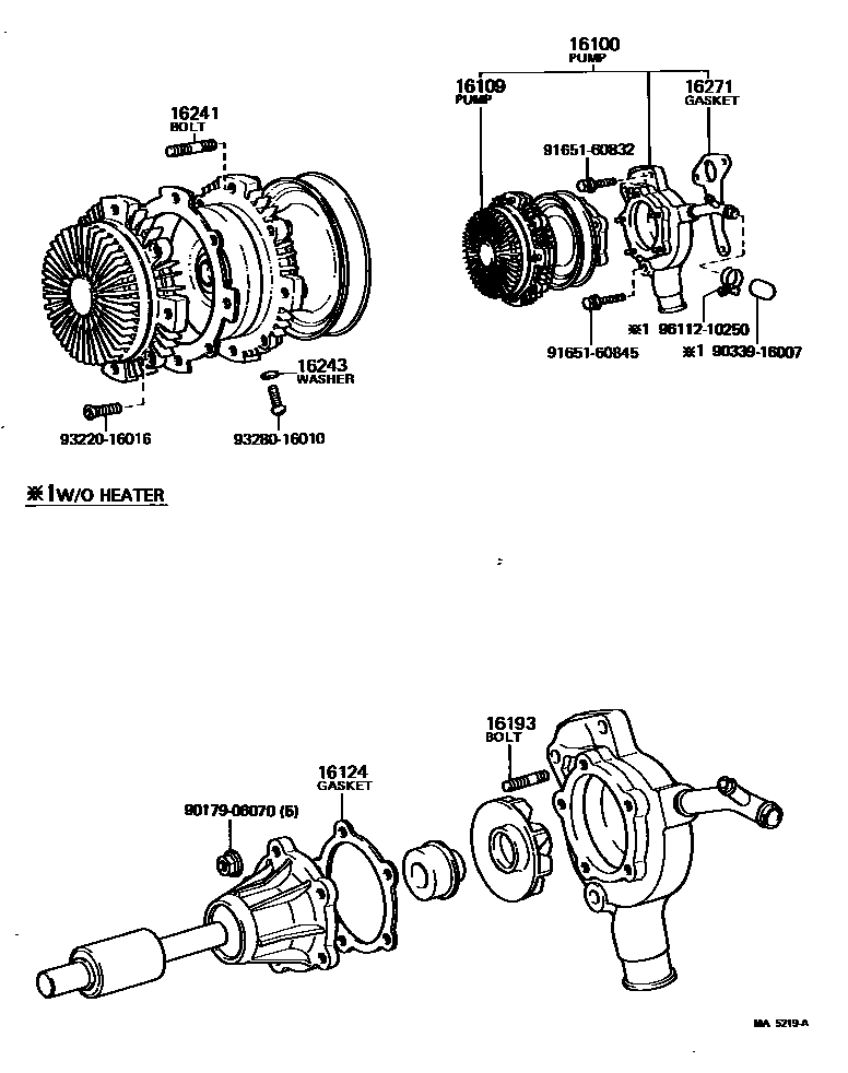 Toyota HILUX Water Pump EPC diagram — MA5219A