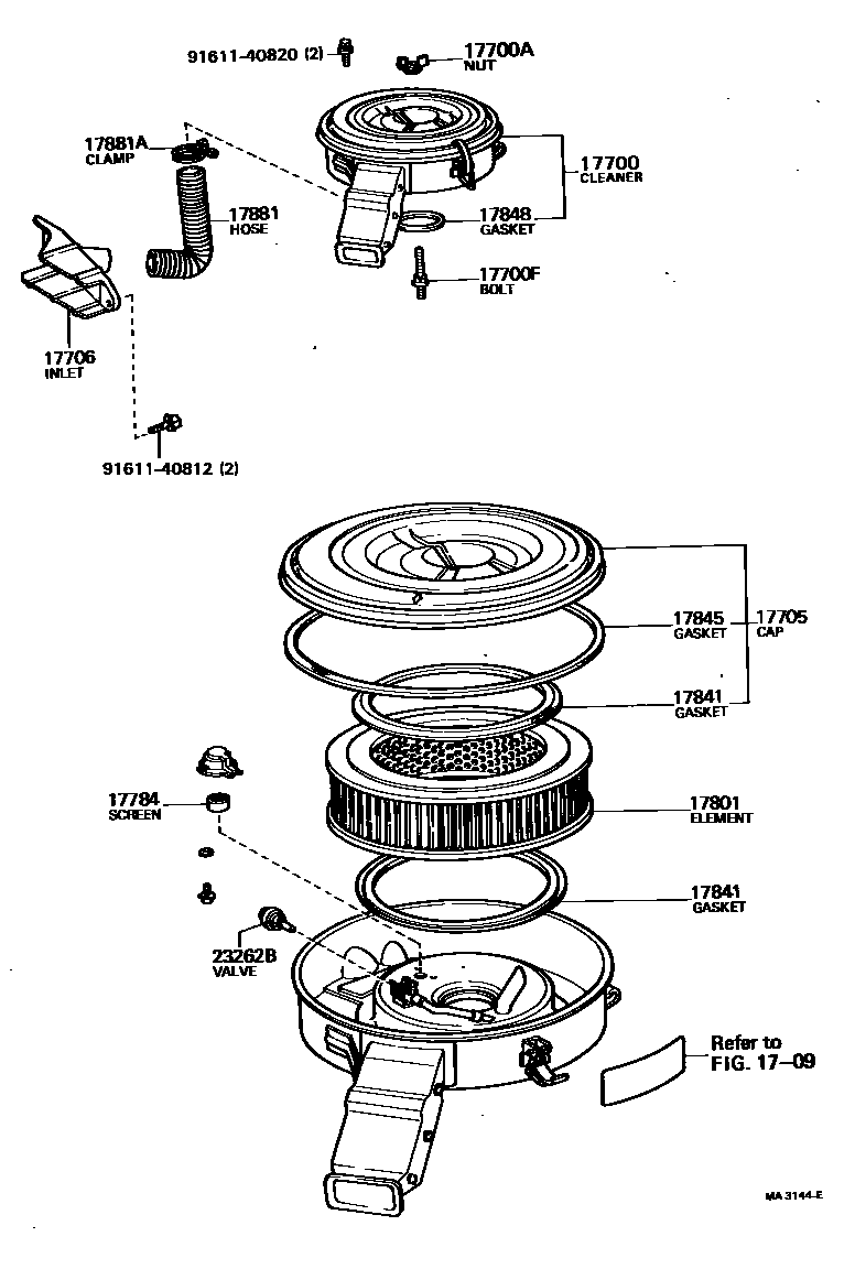 Toyota HILUX Air Cleaner EPC diagram — MA3144E