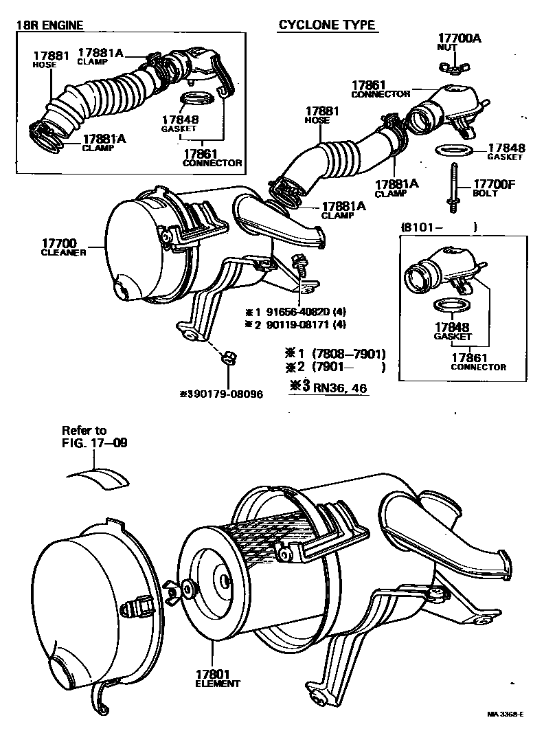 Toyota HILUX Air Cleaner EPC diagram — MA3368E