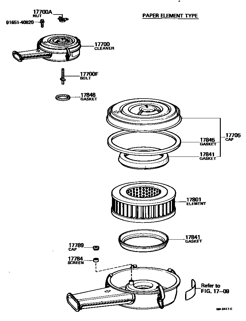 Toyota HILUX Air Cleaner EPC diagram — MA3417C
