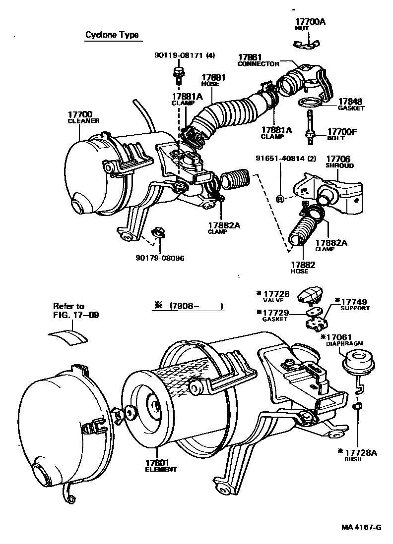 Toyota HILUX Air Cleaner EPC diagram — MA4167G