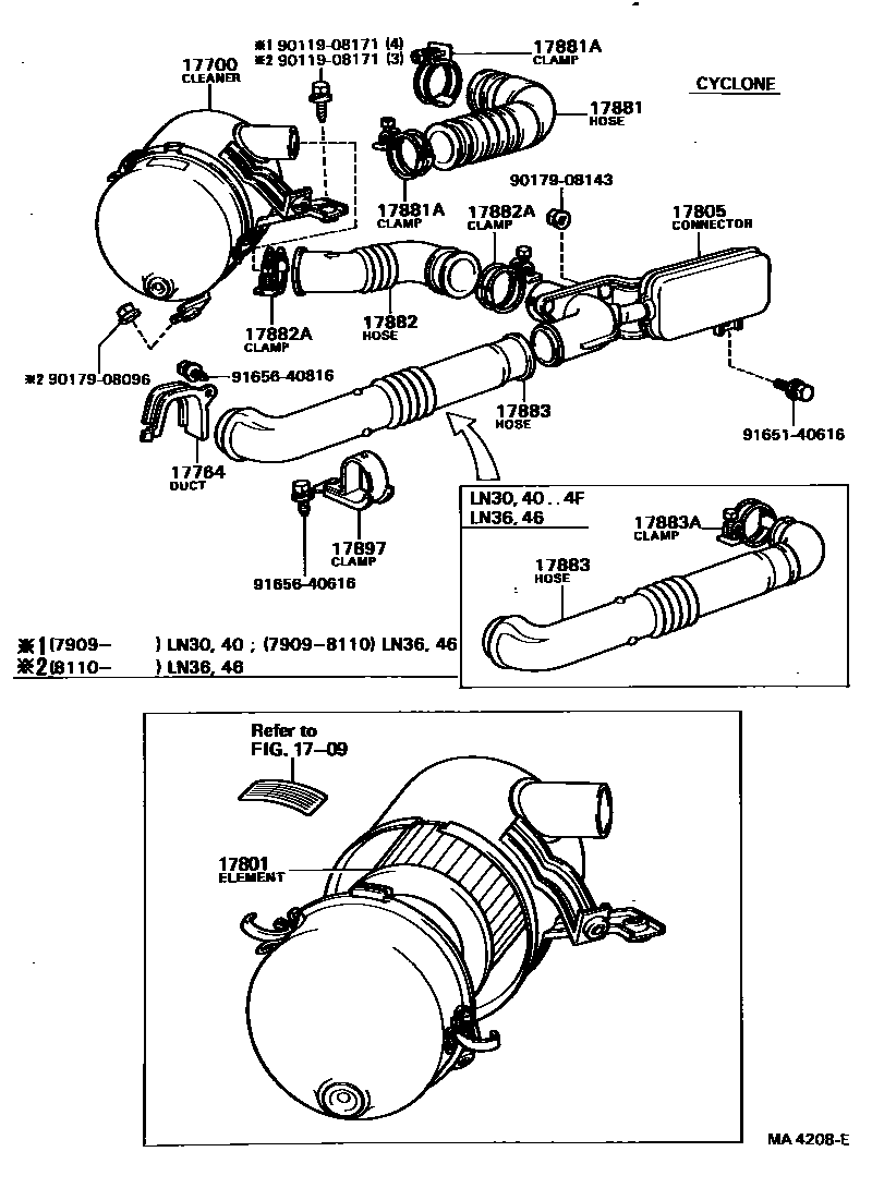 Toyota HILUX Air Cleaner EPC diagram — MA4208E
