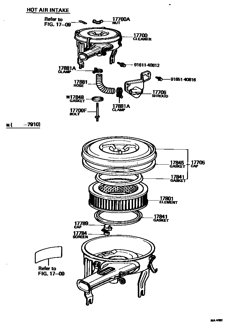 Toyota HILUX Air Cleaner EPC diagram — MA4382