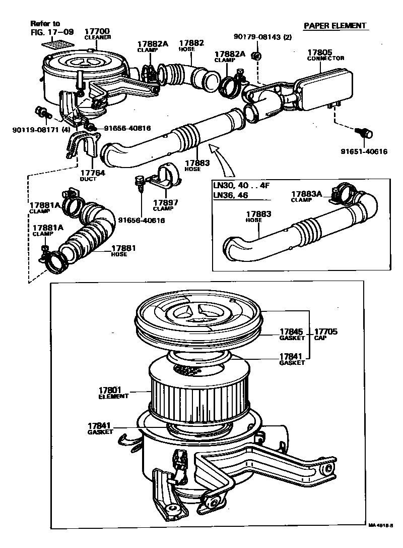 Toyota HILUX Air Cleaner EPC diagram — MA4618B