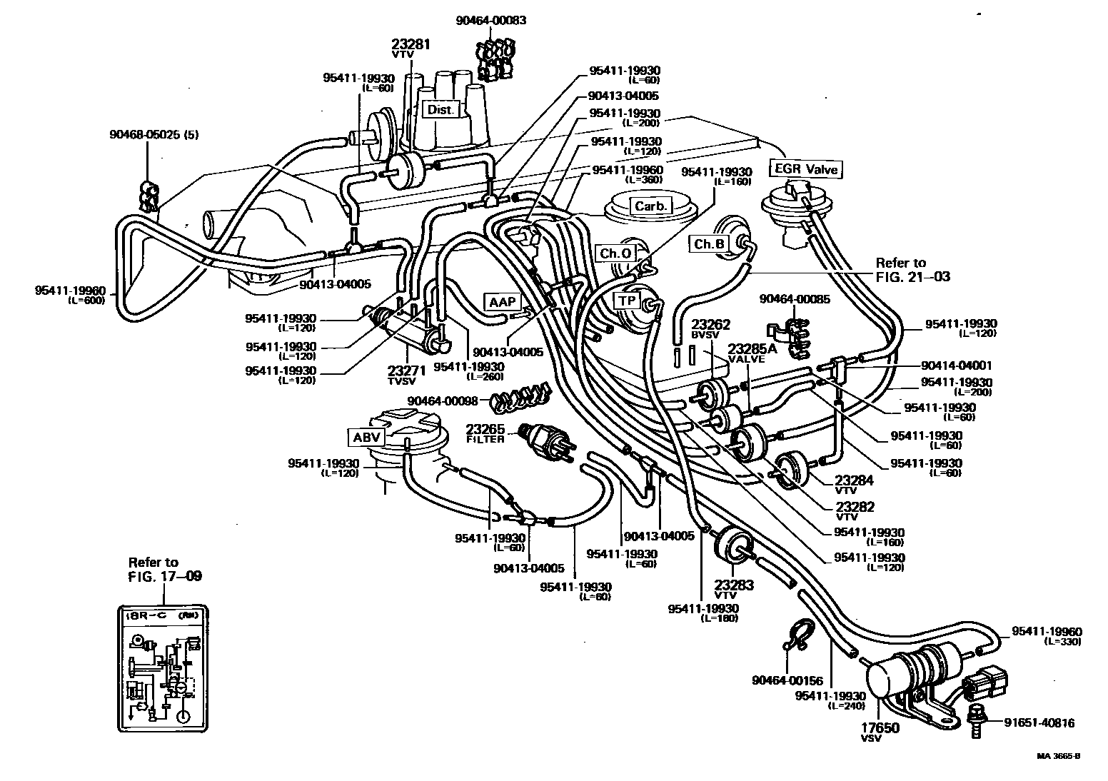 Toyota HILUX vacuum tube EPC diagram — MA3665B