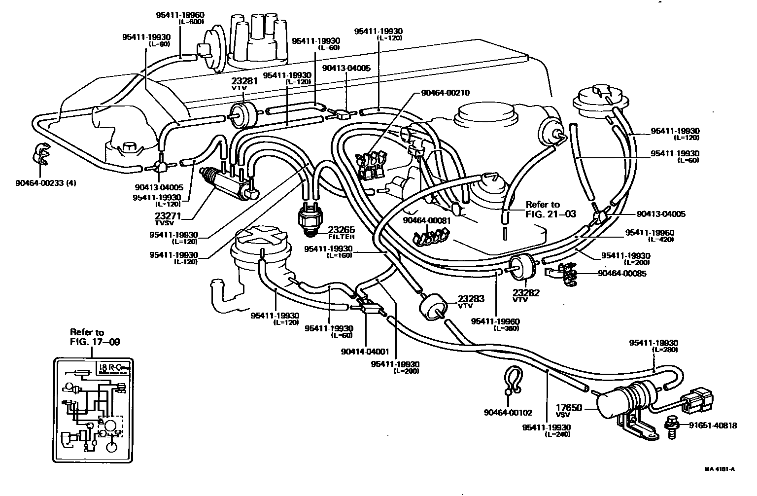 Toyota HILUX vacuum tube EPC diagram — MA4181A
