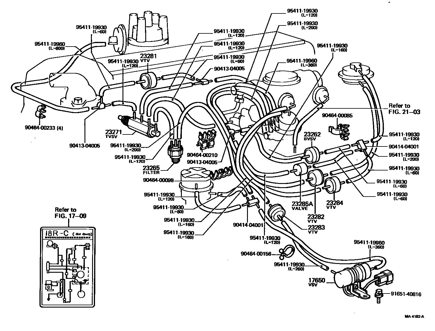 Toyota HILUX vacuum tube EPC diagram — MA4182A