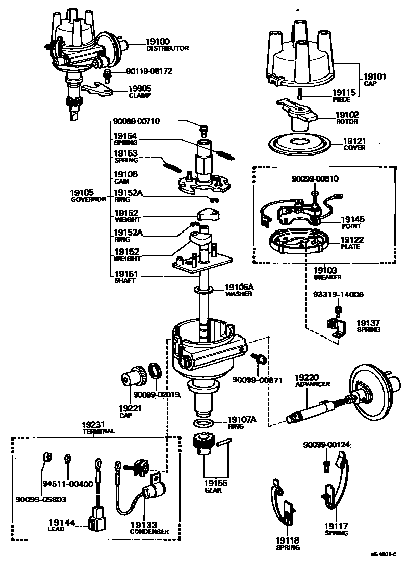 Toyota HILUX 分电器 EPC diagram — ME4901C