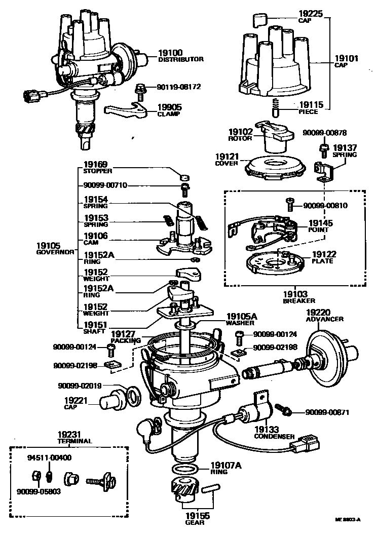 Toyota HILUX 分电器 EPC diagram — ME8803A