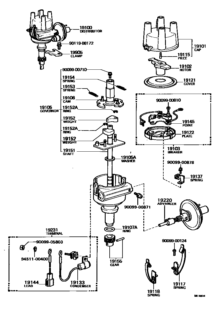 Toyota HILUX 分电器 EPC diagram — ME8804