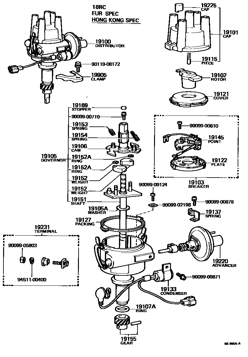 Toyota HILUX 分电器 EPC diagram — ME8805A