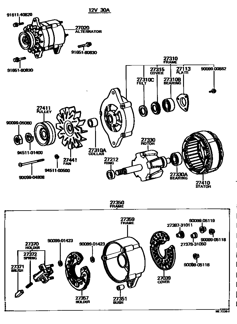 Toyota HILUX Alternator EPC diagram — ME7236F