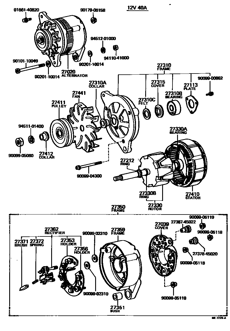 Toyota HILUX Alternator EPC diagram — ME7239A