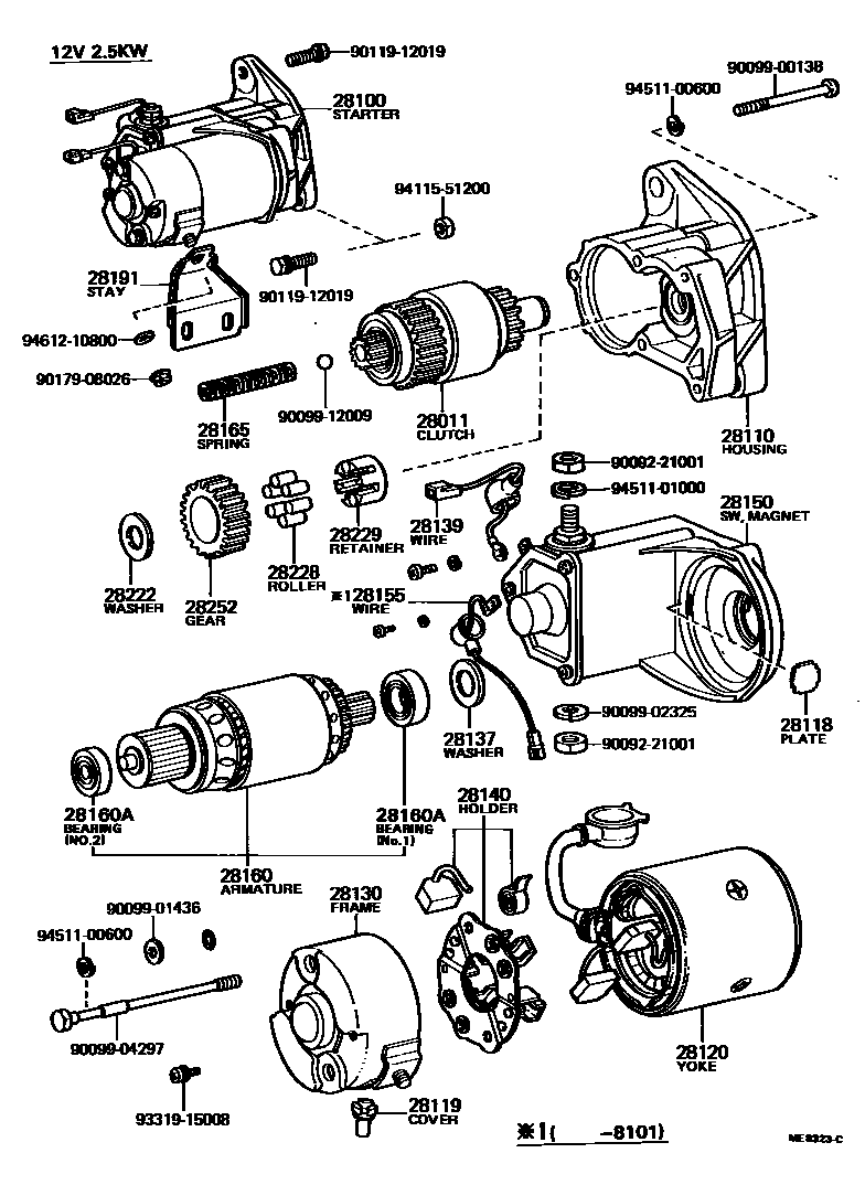 Toyota HILUX 起动机 EPC diagram — ME8323C