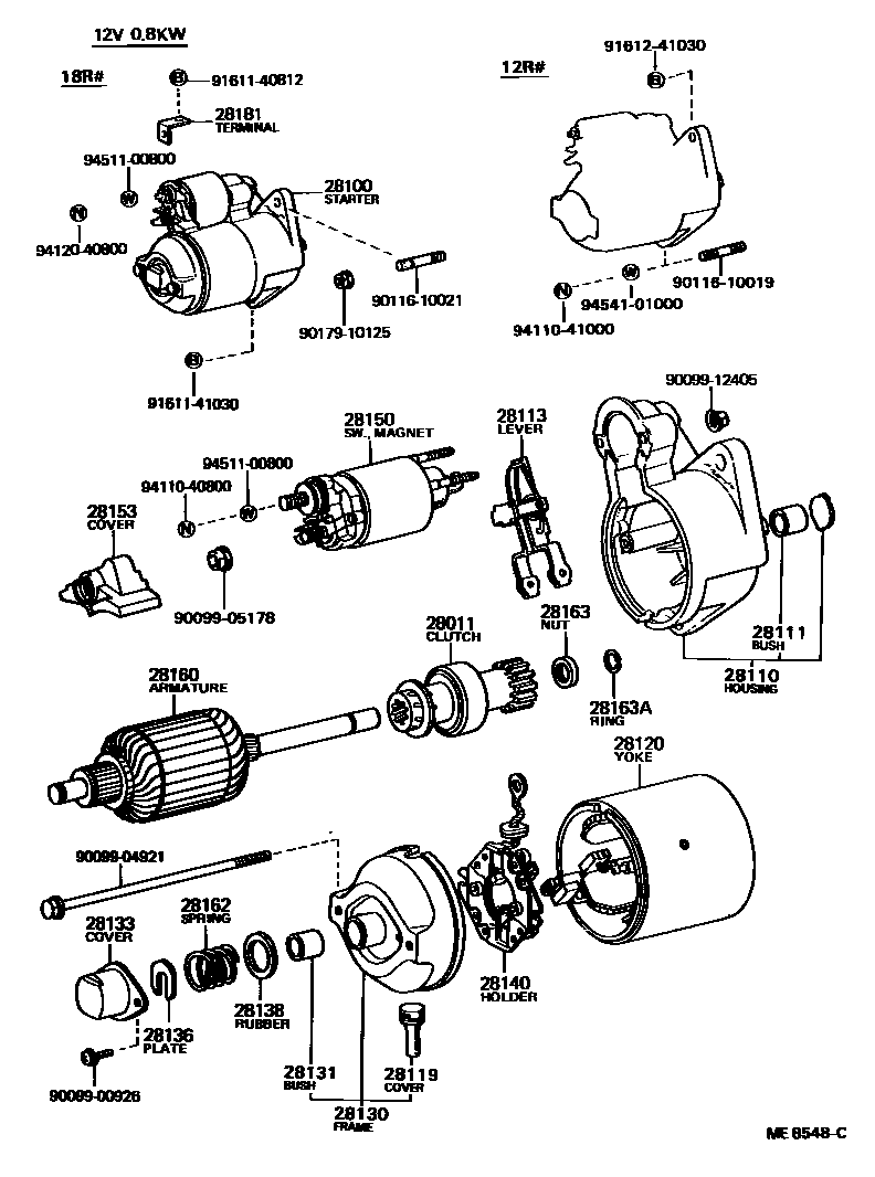 Toyota HILUX 起动机 EPC diagram — ME8548C