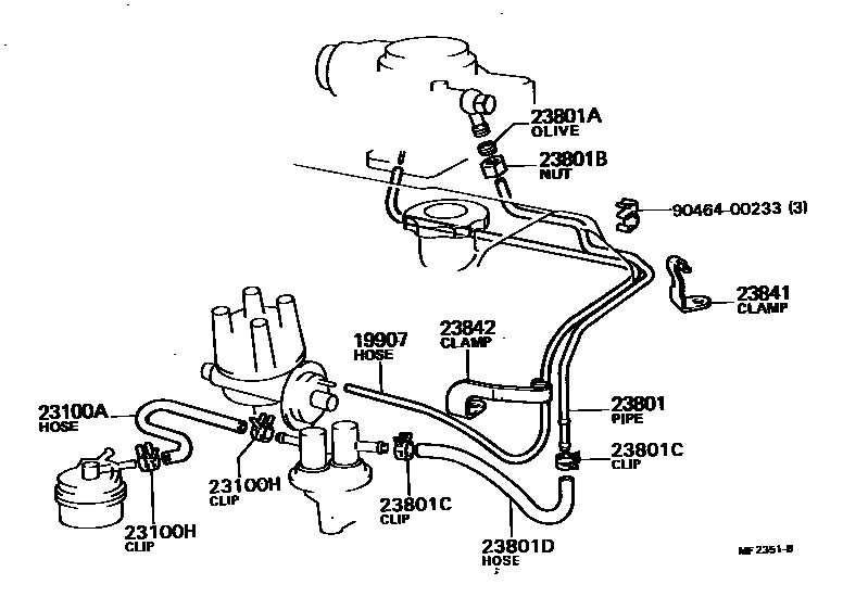 Toyota HILUX 燃油管和卡箍 EPC diagram — MF2351B