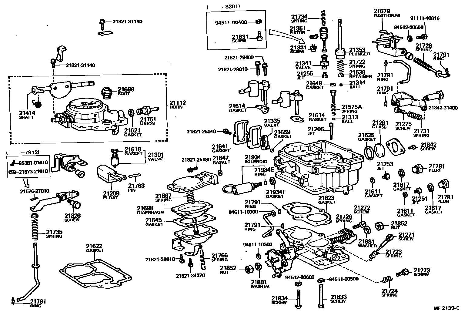 Toyota HILUX 化油器 EPC diagram — MF2139C