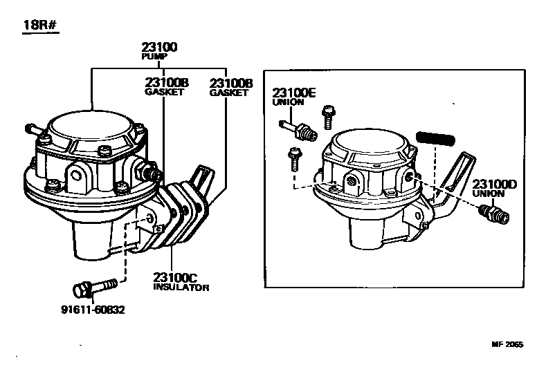 Toyota HILUX 燃油泵和燃油管 EPC diagram — MF2065
